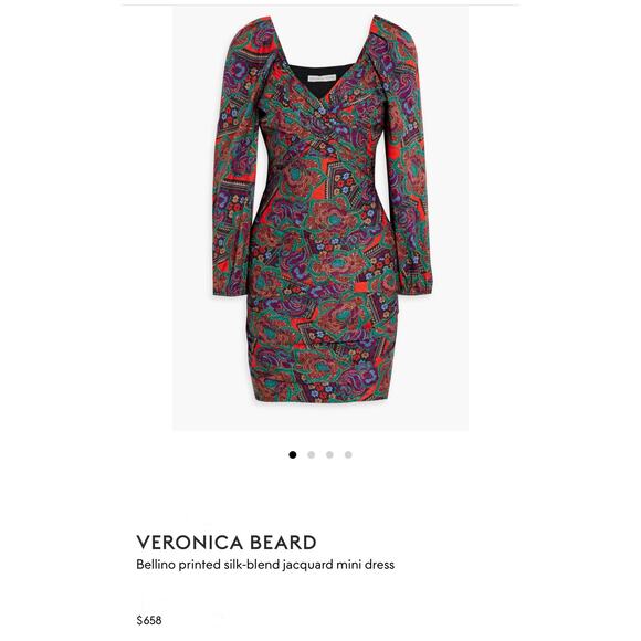 NWT! Veronica Beard Bellino Printed Silk-Blend Jacquard Dress - Size 4 - Picture 10 of 10